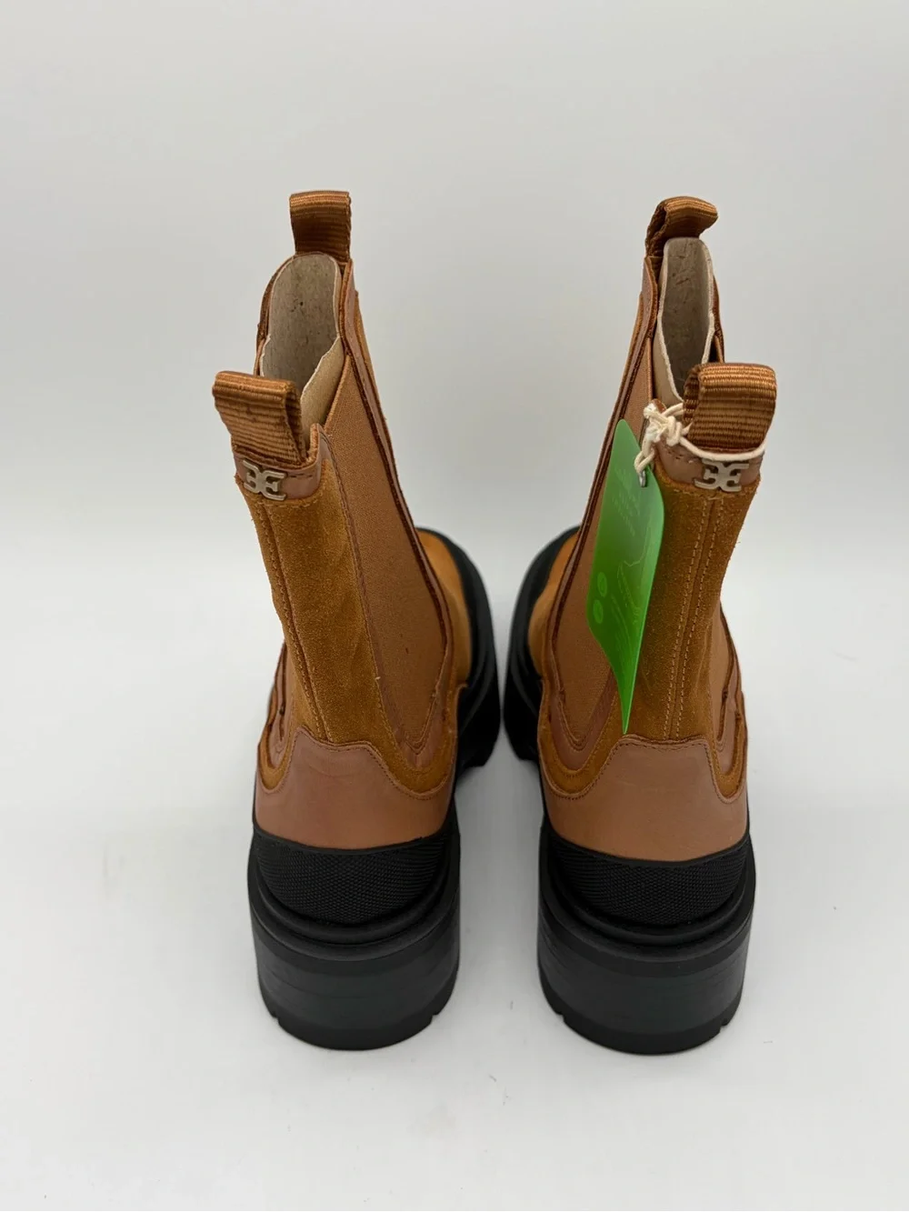 Sam Edelman Tan Suede Chukka Boots with Black Platform Sole